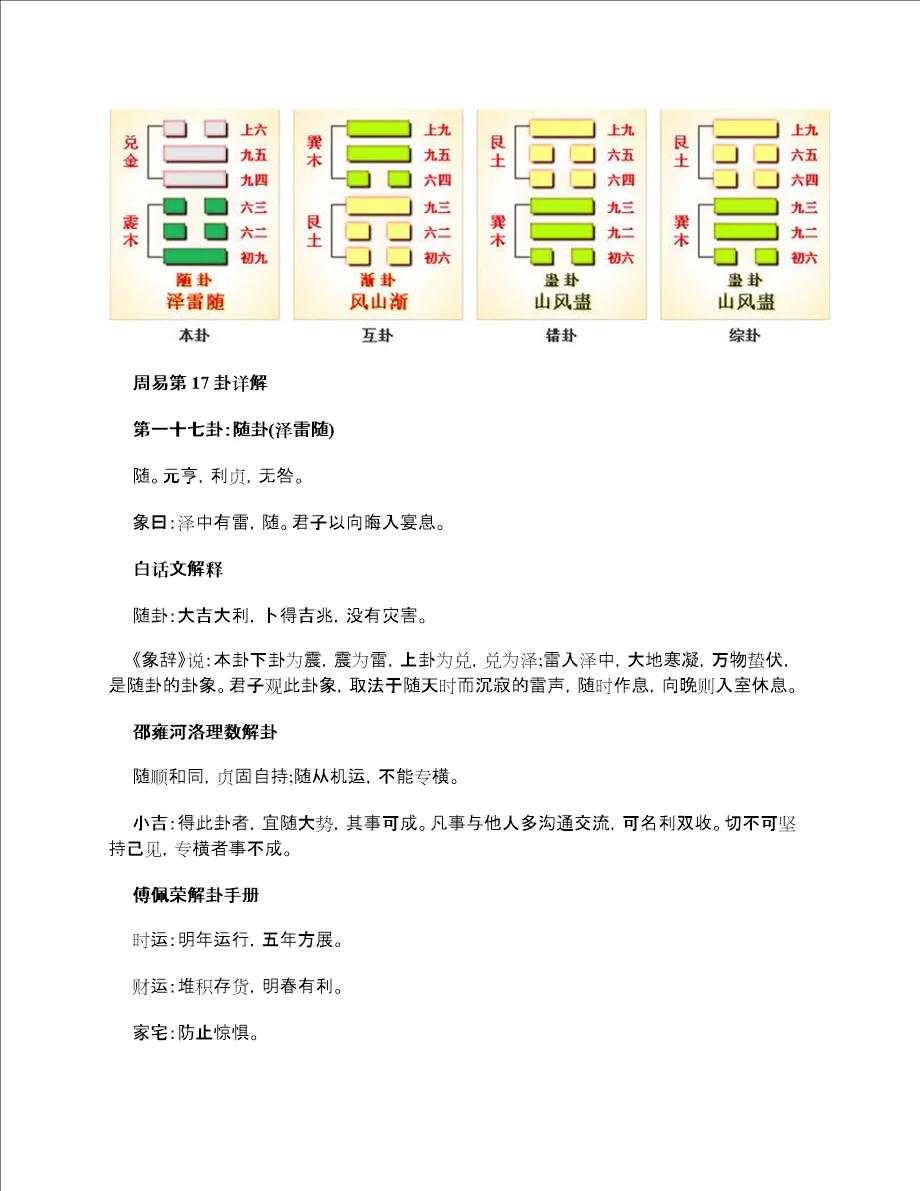 周易第17卦随卦泽雷随兑上震下周易六十卦详解 - 360文库