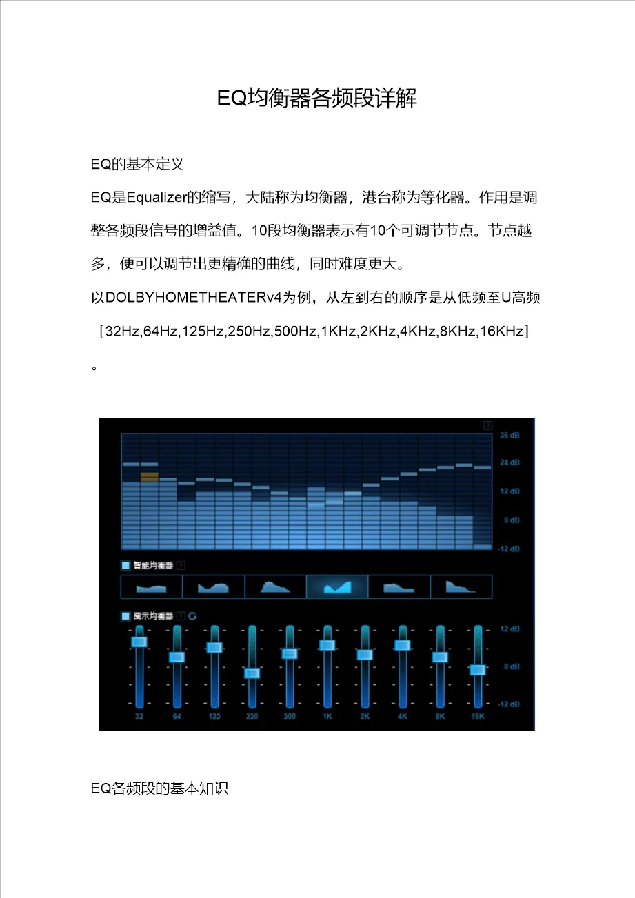 eq均衡器各频段详解调试方法eq调法
