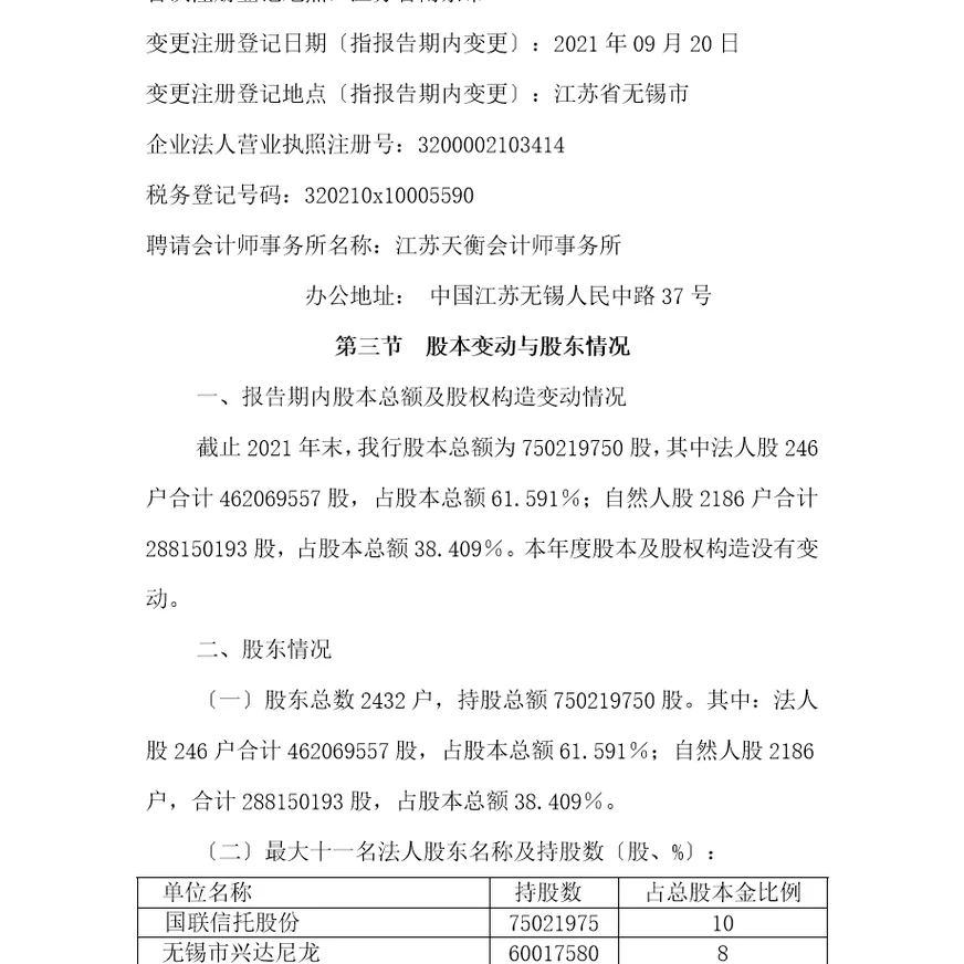 无锡农村商业银行股份有限公司