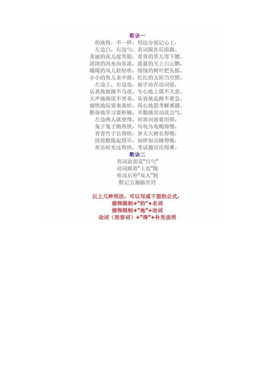 “的地得”用法区别的小口诀- - 360文库